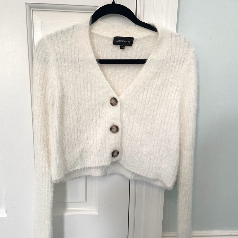 Cotton Candy LA White Button Up Sweater/Cardigan